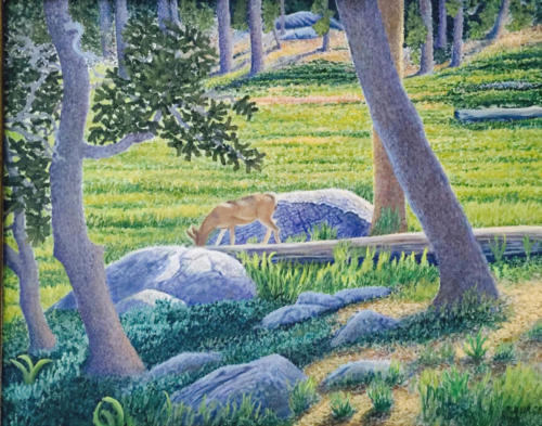 Charlotte-Meadow-Kings-Canyon-National-Park-Impression-of-deer-grazing-16-X-24-oil-1980